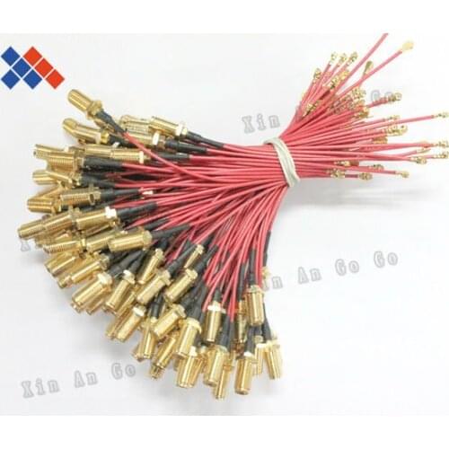 50pcs Pigtail cable U.FL/IPX to SMA female connector Red color Antenna Converter Cable 15CM 1.37mm