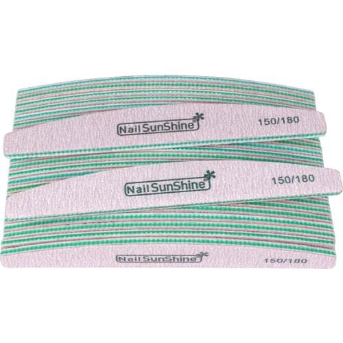 50pcs/lot Professional Nail File 150/180 Half Moon Grey Sandpaper Buffer Block Emery Board Grinding Polisher Nail Care Tools