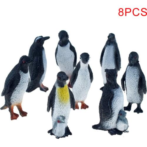 8PCS/SET Simulation Penguin Multiple Modeling Animal Figure Collectible Toys 2 Styles