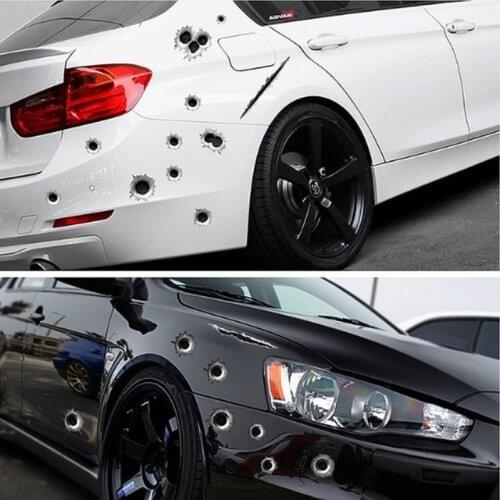 Funny 3D Bullet Hole Halloween Decal Car-Scratch Bullet Hole Waterproof Stickers Simulation Car Bullet Hole Crack Car Sticker