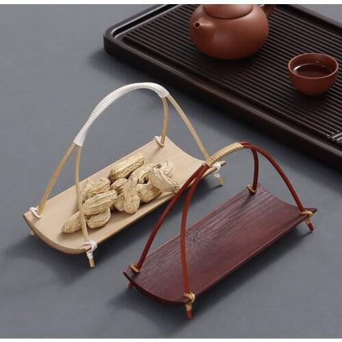 Japen Style Bamboo Dessert Tray Fruit Plate Tea Set Accessories Portable Bamboo Towel Tray For Hotel Bistro Japanese NJ72309