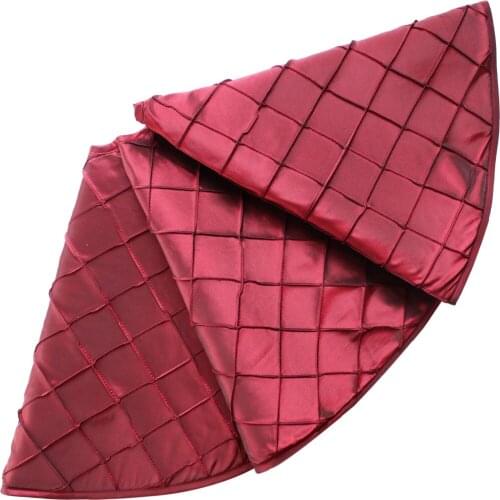 Free Shipping 90cm Handcraft Pintuck Faux Silk Mini Christmas Tree Skirt in Burgundy Color P2825