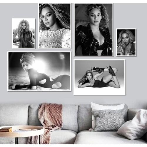 Beyonce Super Music Singer Star Art Poster Canvas Printed Photo Portrait Bar Hotel Cafe Furniture Decorative Wall Painting