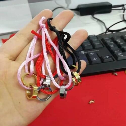 Stainless Steel Two Circle Crossed Bracelet with Adjustable Rope for Women Men Unisex Love Letter Bracelet Jewelry