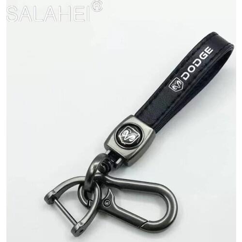 Alloy Metal+Leather Car Logo Keychain Keyring Accessories For Dodge RAM 1500 2500 3500 Challenger Charger Durango Nitro Journey