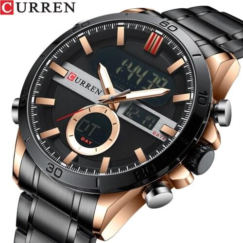 2021 CURREN Mens Watches To Luxury Brand Men Sports LED Digital Watches Mens Quartz Clock Steel Waterproof Military WristWatch