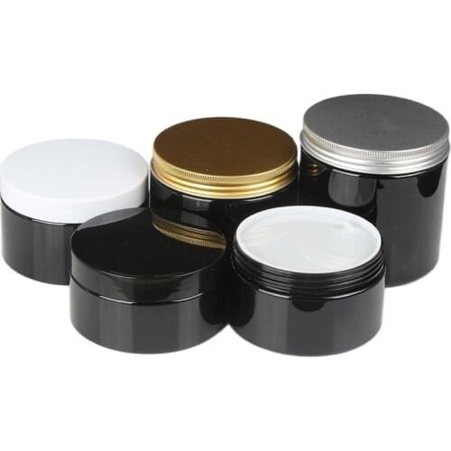 15pcs 200/300/350/400/500ML Facial Mask Jar Empty Black Plastic Cosmetic Container PET Body Cream Pot Dia.92.5mm Hair Mask Jar