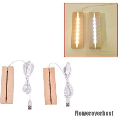 Wooden Led Lamp Base USB Cable Switch Night Light 3D Led Night Lamp Base Long Acrylic DIY Wooden Lamp Base 150mm