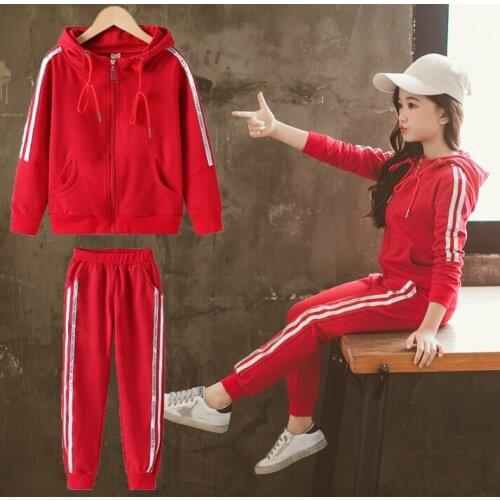 Childrens Spring Suit For Girls New Kids Sports Clothing Set Girls Active Clothes Hoodies Sweatshirt + Pants Suit 3-13Y B233