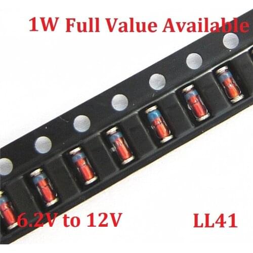 50PCS 1W Zener diode ZM4735A/6.2V ZM4736A/6.8V ZM4737A/7.5V ZM4738A/8.2V ZM4739A/9.1V ZM4740A/10V ZM4741A/11V ZM4742A/12V