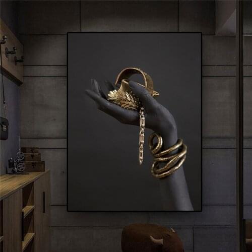 Black gold hand art diamond painting powder first rhinestone embroidery mosaic African woman picture for home decoration