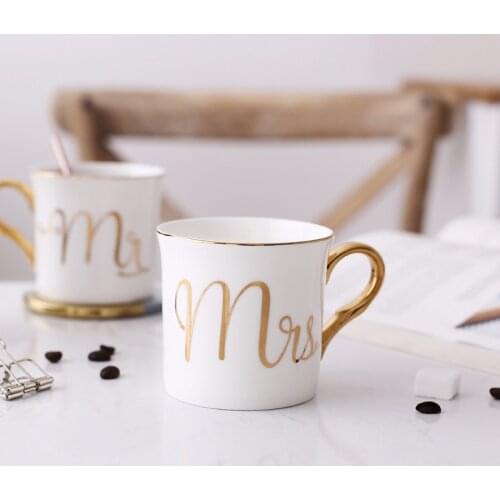 Bone china Ceramic Mug Cup Travel Mug white Pattern Gold handle Tea Milk Cups and Mugs Gifts Grey Pink Colors Mr 50mk024