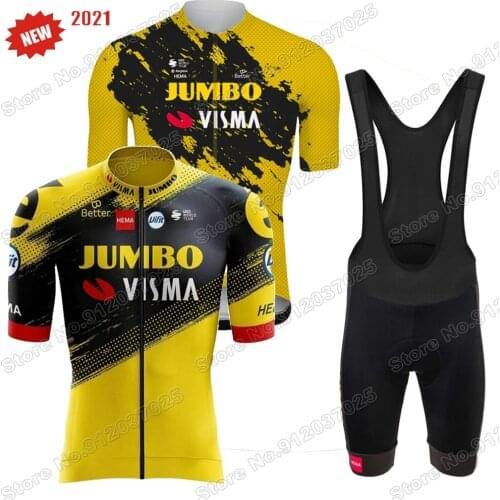 Yellow Jumbo Visma 2021 Cycling Jersey Set Men Summer Bicycle Clothing Road Bike Shirts Suit Bicycle Bib Shorts MTB Ropa Maillot