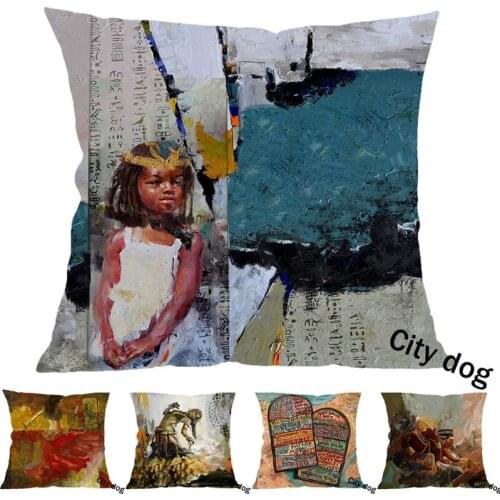Square Pillow cover Ancient Egypt Civilization painting Photographs Figure art linen Cushion cover sofa Pillowcase Cushions cove
