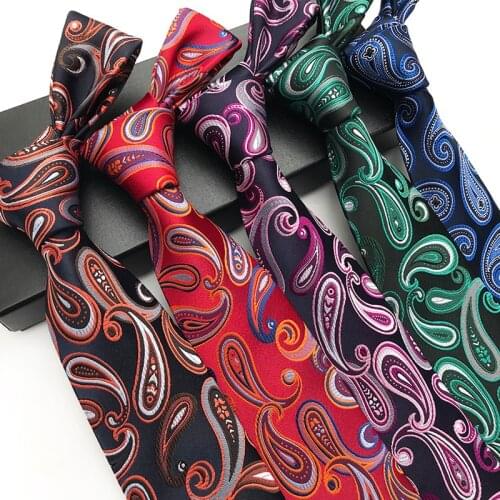 Fashionable Fashion Classic Paisley Cashew Flower Mens JACQUARD WOVEN Silk Tie Rose Red Gold Green Orange Navy Yellow Ties