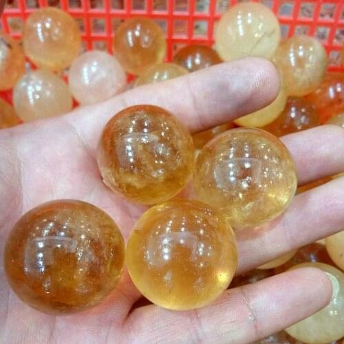 Natural Crystal Ice Island Stone Square Ball Yellow Crystal Ball Lucky Town House Degaussing Radiation Protection Array