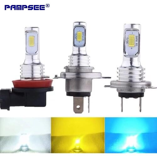 PAMPSEE LED CSP Mini H7 LED Lamps For Cars Headlight Bulbs H4 led H8 H11 Fog Light HB3 9005 HB4 Ice Blue 6500K 3000K Auto #3570