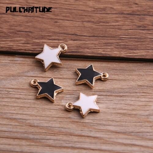 14pcs 12*14mm Two Color Alloy Metal Drop Oil Pentagram Charms Pendant For DIY Bracelet Necklace Jewelry Making