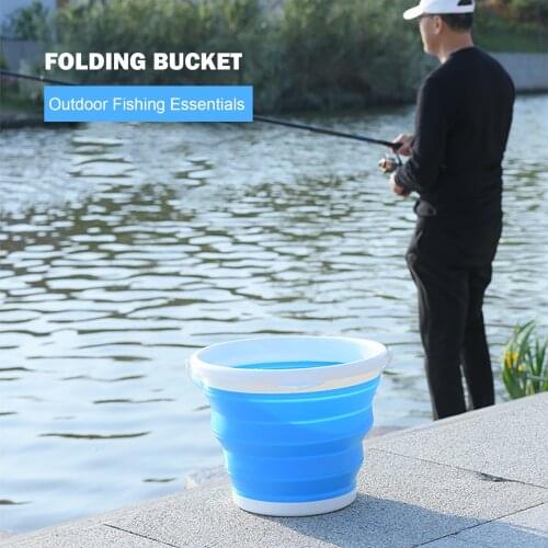 Portab Foldable Bucket with Handle-Collapsible Silicone Bucket Multi Purpose for Fishing GardeningBedroom Cleaning Space Saving
