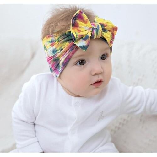 Baby Girl Tie-Dye Knot Bow Hair Bands For Newborns Turban Babies Accessories Headband On The Head Wrap Headbands For Children