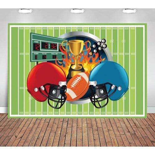 Rugby American Football Helmet Trophy Cartoon Backdrops Kids Photography Birthday Party Photos Background for Shooting Decor