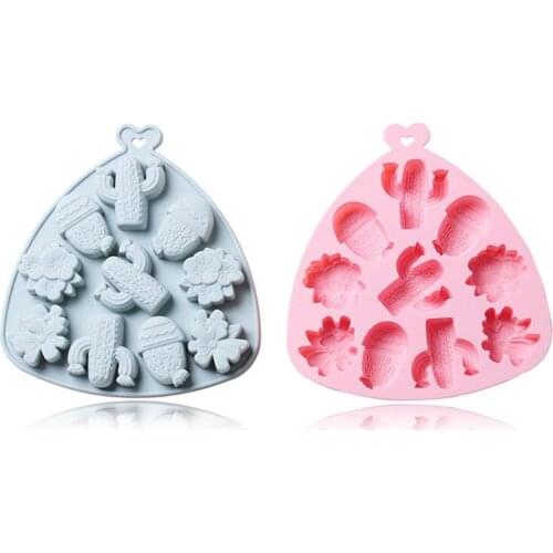 10 Holes Cactus Flower Silicone Mold DIY Candy Childrens Complementary Food Chocolate Cake Making Tool Kitchen Baking Mould