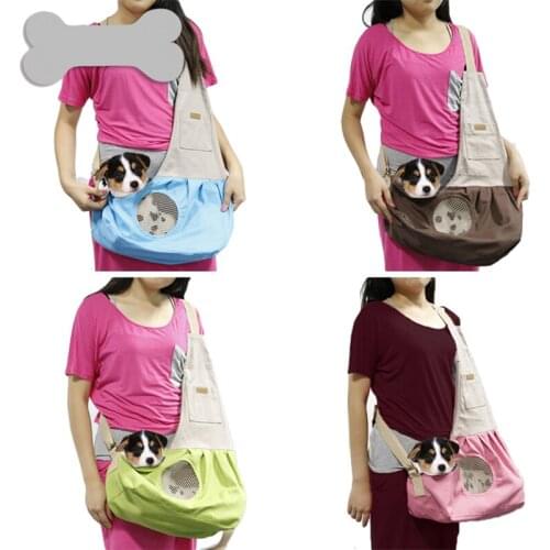 Foldable Dogs Carrying Bags Canvas Breathable Slings Handbags For Small Pets Stylish portable one shoulder pet crossbody bag