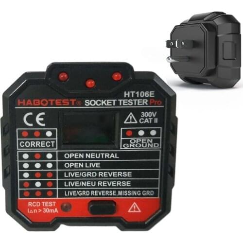 HT106 Electric Socket Tester Neutral Live Earth Wire Testing Circuit Polarity