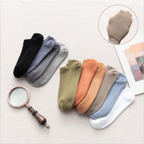 New Summer Thin Boat Socks Mens Japanese Socks Ins Solid Color Mesh Breathable Short Socks Fashion Mens Casual Cotton Socks
