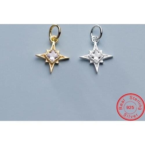 UQBing Wholesale Silver Color Zircon Star Charms Pendant Jewelry Findings For Jewelry Making Necklace Bracelet DIY