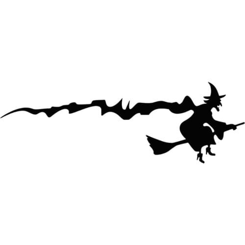 17.4cm*5.8cm Interesting Fiy Witch Vinyl Car-styling Car Sticker Decals Black/Silver S6-3949