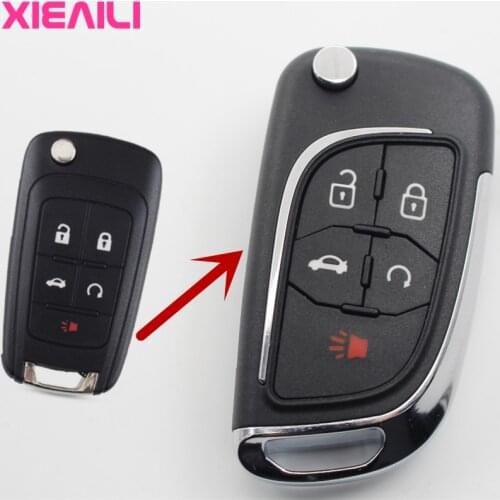 XIEAILI OEM 5Button Modified Flip Folding Remote Key Case Shell For Chevrolet Camaro/Malibu Key Fob Case S500