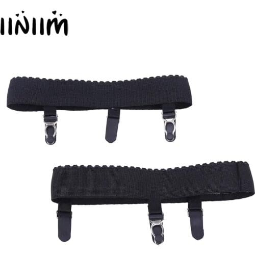 1 Pair Black Women Antiskid Harness High Thigh Garter Belt Sock Holder Fastener Suspender with Clips for Nightclub Party