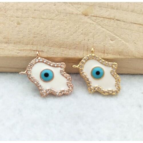 10Pcs CZ zircon Micro Pave Lucky eyes Pendant Connector,Double Bails Bead Charm,for DIY Bracelets necklace Jewelry Finding CT393