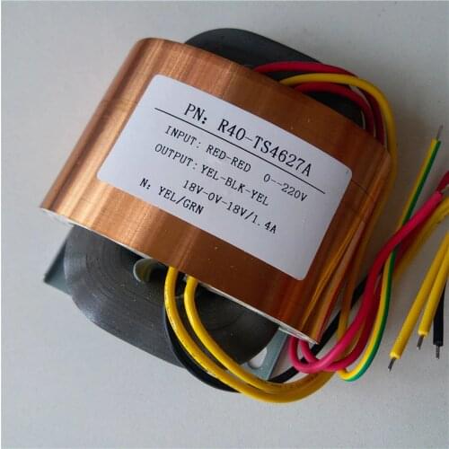 18V-0-18V 1.4A R Core Transformer 50VA 220V input R40 custom transformer copper shield Power amplifier