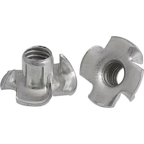 30Pcs 4-Pronged Tee Nut M4 M5 M6 M8 M10 Four Claws Nut Speaker Nut T-nut Blind Pronged Insert Tee Nut Wood Furniture