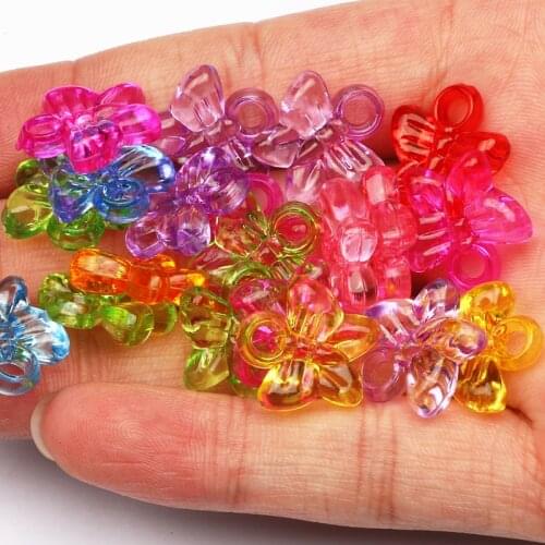 16mm Color Mixed Loose Spacer Beads 30pcs Transparent Butterfly Acrylic Beads For DIY Jewelry Making Necklace Accessories
