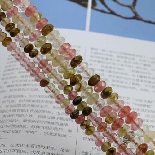 4X6mm 5x8mm Pink faceted multicolor watermelon tourmaline abacus shaped loose beads 15inches size optional women jewelry