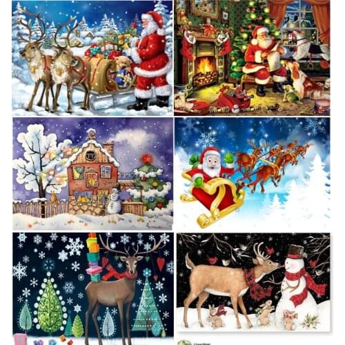 5D DIY Diamond Painting Christmas Full Round Rhinestone Diamond Mosaic Santa Claus Train Diamond Embroidery Cartoon Boy Gift