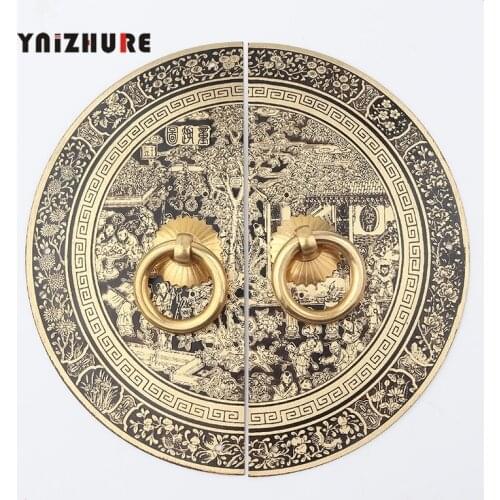 Antique Nunnery Prints Furniture Copper Cupboard Cabinet Handle Library Bookcase Wardrobe Door Handles Chinese Retro Knobs