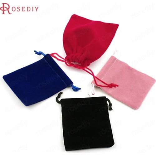 B144) 5 pieces 9.6x7.8CM Royal Blue Red Pink Black Flannel Jewelry Packing Bags Diy Jewelry Findings Accessories Wholesale