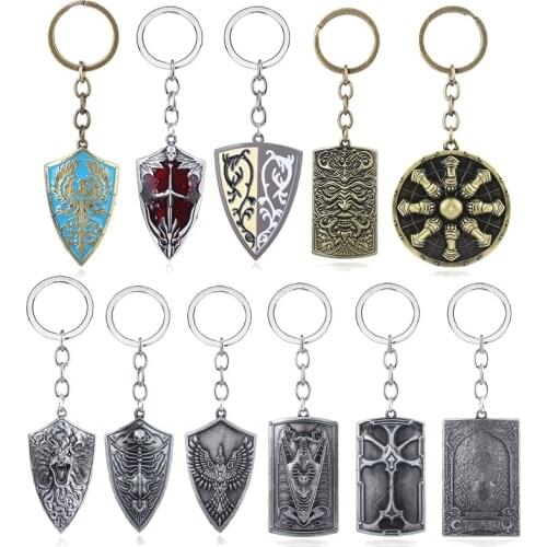 Game Dark Souls Retro Shield Alloy Metal Keychain Keyring Key Chain Game Lovers Accessories
