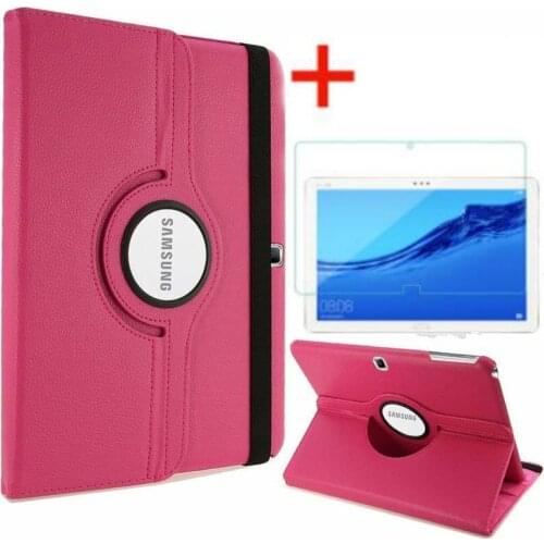 360 Degree Rotating PU Leather Flip Cover Case and Glass For Samsung Galaxy Tab 4 10' SM-T530 T531 T535 Tablet Smart Stand Cover