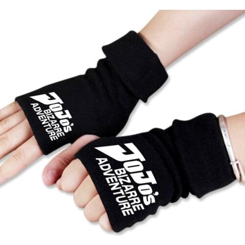 JoJo Bizarre Adventure Anime Cartoon Winter Warm Half Finger Glove Cosplay Accessories Prop