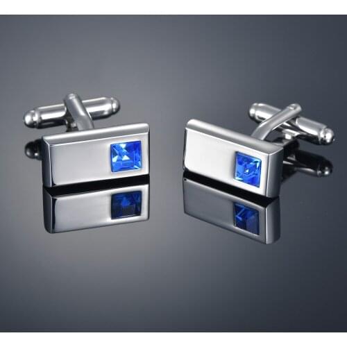 European and American foreign trade blue crystal button Cufflinks fashionable and versatile mens accessories