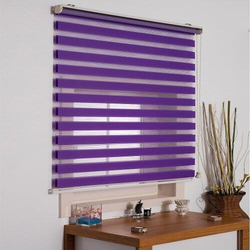 Purple Zebra Roman Roller Blind Custom Double Layer Office Home Living Room Window Kitchen Bedroom customized size Curtain