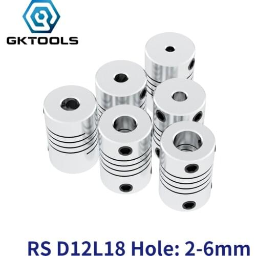 GKTOOLS Aluminium CNC Motor Jaw Shaft Coupler 2mm To 6mm Flexible Coupling OD 12x18mm Dropshipping 2/3/3.17/4/5/6 mm