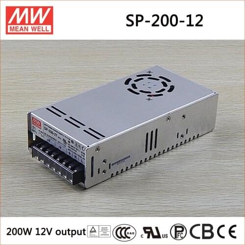 MeanWell 200W 16.7A 12V Single Output Switching Power Supply SP-200-12 CE UL TUV CB wholesale Built-in active PFC function