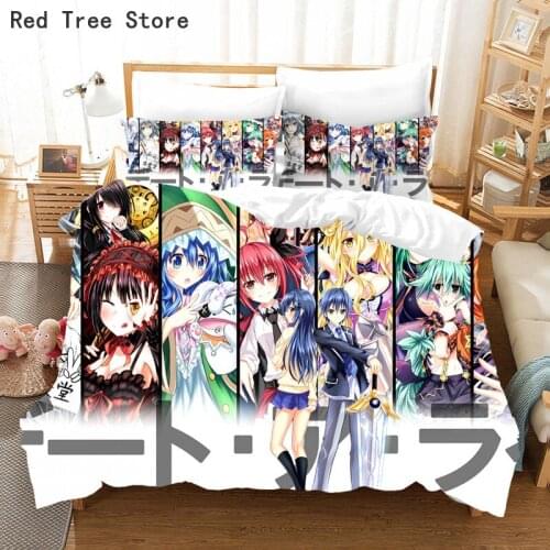 Cartoon Anime DATE A LIVE Bedding Set 2/3PC Duvet Cover & Pillowcase Single Double Size Comforter Bed Linen Bedclothes No Sheets