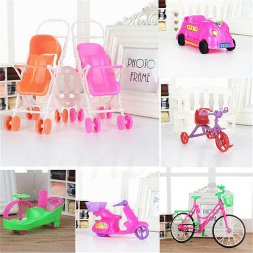 Mini Dollhouse Furniture Plastic Stroller Bike Car For Accessories Toy